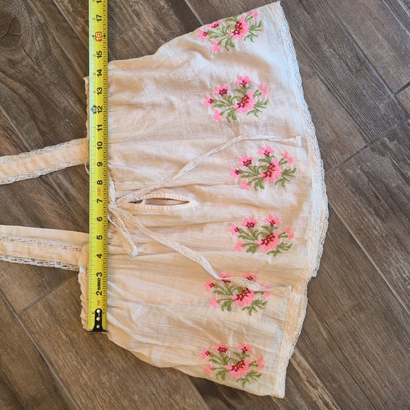 XS/S Free People Golden Hour Lace Detail Embroidered Floral Top in Peach Combo - Picture 5 of 10